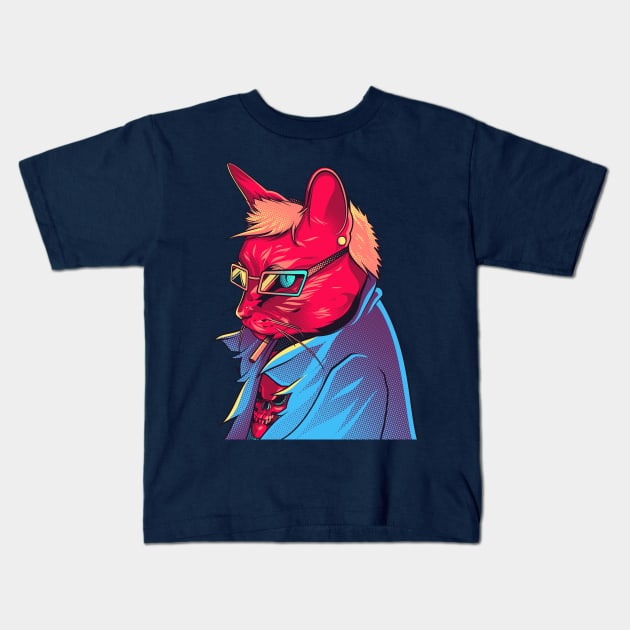 Funky Cat Kids T-Shirt by mrgeek